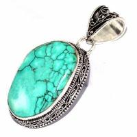 Tqa 600b pendentif pendant 50mm 14gr 20x35mm turquoise vente bijou ethnique tibet argent 925