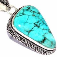 Tqa 601c pendentif pendant 55mm 16gr 25x35mm turquoise vente bijou ethnique tibet argent 925