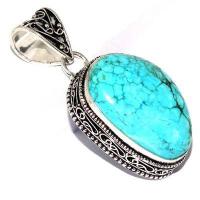 Tqa 602a pendentif pendant 55mm 16gr 25x30mm turquoise vente bijou ethnique tibet argent 925