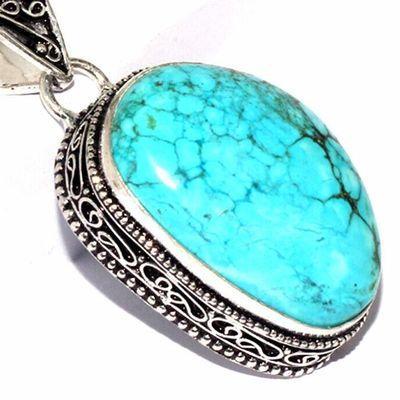 Tqa 602c pendentif pendant 55mm 16gr 25x30mm turquoise vente bijou ethnique tibet argent 925