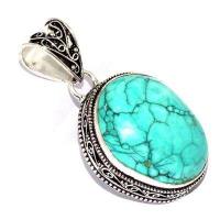 Tqa 603a pendentif pendant 50mm 16gr 25x30mm turquoise vente bijou ethnique tibet argent 925