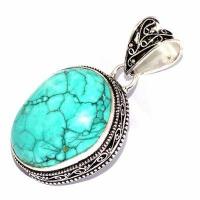 Tqa 603b pendentif pendant 50mm 16gr 25x30mm turquoise vente bijou ethnique tibet argent 925