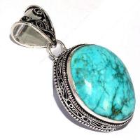 Tqa 604a pendentif pendant 50mm 15gr 25x30mm turquoise vente bijou ethnique tibet argent 925