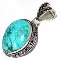 Tqa 604b pendentif pendant 50mm 15gr 25x30mm turquoise vente bijou ethnique tibet argent 925