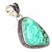 Tqa 605a pendentif pendant 50mm 16gr 25x35mm turquoise vente bijou ethnique tibet argent 925