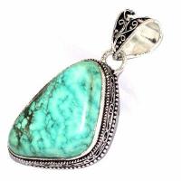 Tqa 605b pendentif pendant 50mm 16gr 25x35mm turquoise vente bijou ethnique tibet argent 925