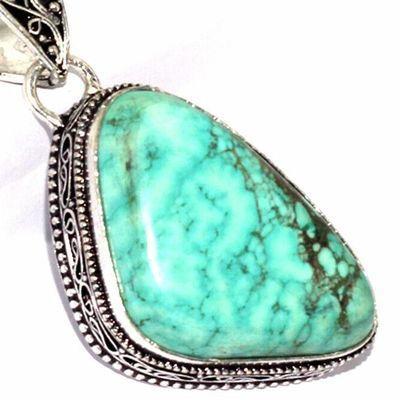 Tqa 605c pendentif pendant 50mm 16gr 25x35mm turquoise vente bijou ethnique tibet argent 925