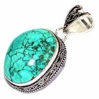 Tqa 606b pendentif pendant 50mm 16gr 25x30mm turquoise vente bijou ethnique tibet argent 925