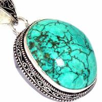 Tqa 606c pendentif pendant 50mm 16gr 25x30mm turquoise vente bijou ethnique tibet argent 925