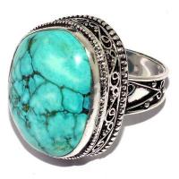 Tqa 607a bague chevaliere t60 15gr 25x20mm turquoise ethnique tibet achat vente bijou argent 925