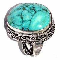 Tqa 607b bague chevaliere t60 15gr 25x20mm turquoise ethnique tibet achat vente bijou argent 925