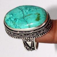 Tqa 609c bague chevaliere t59 13gr 20x30mm turquoise ethnique tibet achat vente bijou argent 925