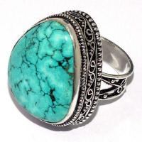 Tqa 610a bague chevaliere t58 13gr 25x28mm turquoise ethnique tibet achat vente bijou argent 925