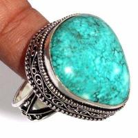 Tqa 611b bague chevaliere t60 14gr 25x28mm turquoise ethnique tibet achat vente bijou argent 925