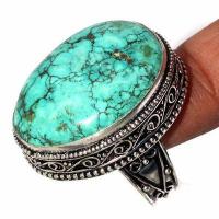 Tqa 612c bague chevaliere t60 14gr 25x30mm turquoise ethnique tibet achat vente bijou argent 925