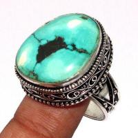 Tqa 613a bague chevaliere t59 11gr 25x20mm turquoise ethnique tibet achat vente bijou argent 925