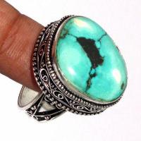 Tqa 613b bague chevaliere t59 11gr 25x20mm turquoise ethnique tibet achat vente bijou argent 925