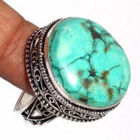 Tqa 616b bague chevaliere t58 14gr 25x20mm turquoise ethnique tibet achat vente bijou argent 925