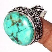 Tqa 616c bague chevaliere t58 14gr 25x20mm turquoise ethnique tibet achat vente bijou argent 925