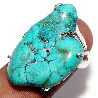 Tqa 621a bague chevaliere t55 9gr 30x20mm turquoise ethnique tibet achat vente bijou argent 925