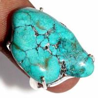 Tqa 621b bague chevaliere t55 9gr 30x20mm turquoise ethnique tibet achat vente bijou argent 925