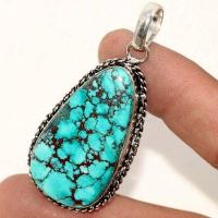 Tqa 622b pendentif pendant 50mm 15gr 20x40mm turquoise vente bijou ethnique argent 925