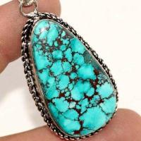 Tqa 622c pendentif pendant 50mm 15gr 20x40mm turquoise vente bijou ethnique argent 925