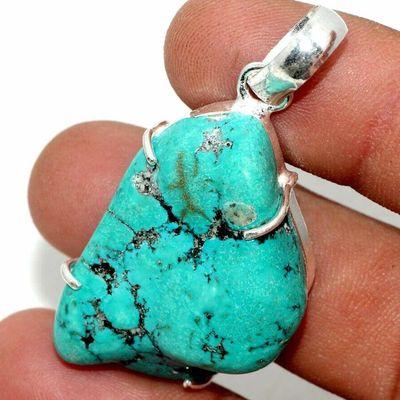 Tqa 623b pendentif pendant 50mm 15gr 25x35mm turquoise vente bijou ethnique argent 925