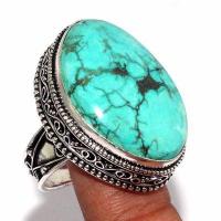 Tqa 624b bague chevaliere t59 15gr 20x20mm turquoise ethnique tibet achat vente bijou argent 925