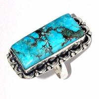 Tqa 626c bague chevaliere t54 13gr 15x20mm turquoise ethnique tibet achat vente bijou argent 925