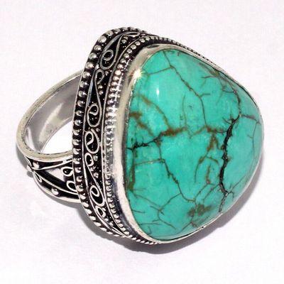 Tqa 630b bague chevaliere t60 14gr 25x25mm turquoise ethnique tibet achat vente bijou argent 925
