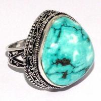 Tqa 631b bague chevaliere t59 16gr 25x25mm turquoise ethnique tibet achat vente bijou argent 925