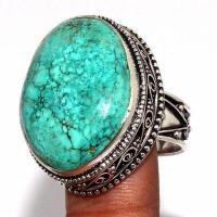 Tqa 632b bague chevaliere t60 13gr 20x25mm turquoise ethnique tibet achat vente bijou argent 925