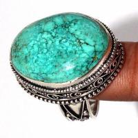 Tqa 632c bague chevaliere t60 13gr 20x25mm turquoise ethnique tibet achat vente bijou argent 925