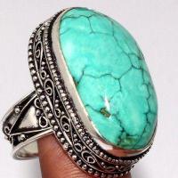 Tqa 633c bague chevaliere t59 14gr 18x30mm turquoise ethnique tibet achat vente bijou argent 925