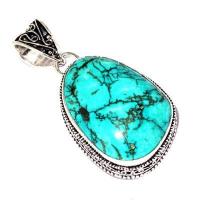 Tqa 634a pendentif pendant 50mm 16gr 25x35mm turquoise vente bijou ethnique argent 925