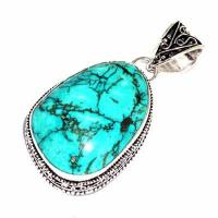 Tqa 634b pendentif pendant 50mm 16gr 25x35mm turquoise vente bijou ethnique argent 925