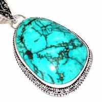 Tqa 634c pendentif pendant 50mm 16gr 25x35mm turquoise vente bijou ethnique argent 925