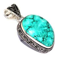 Tqa 636a pendentif pendant 50mm 16gr 25x30mm turquoise vente bijou ethnique argent 925