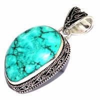 Tqa 636b pendentif pendant 50mm 16gr 25x30mm turquoise vente bijou ethnique argent 925