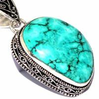 Tqa 636c pendentif pendant 50mm 16gr 25x30mm turquoise vente bijou ethnique argent 925