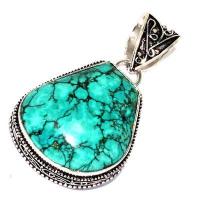 Tqa 639a pendentif pendant 50mm 14gr 25x30mm turquoise vente bijou ethnique argent 925