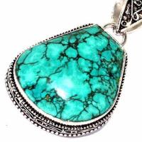 Tqa 639c pendentif pendant 50mm 14gr 25x30mm turquoise vente bijou ethnique argent 925