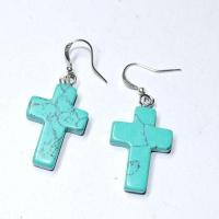 Tqa 700c boucles oreilles croix chretienne turquoise 18x25mm crucifix 1