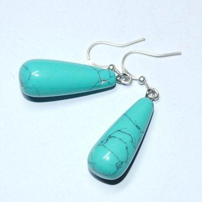 Tqa 702a boucles oreilles gouttes poire turquoise 10x25mm 1