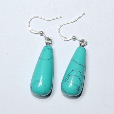 Tqa 702c boucles oreilles gouttes poire turquoise 10x25mm 1