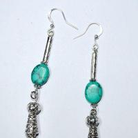 Tqa 703b boucles oreilles orientales berberes turquoise 10x8mm argent 925 1