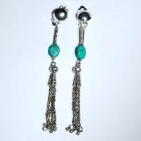 Tqa 704b boucles oreilles clips orientales berberes turquoise 10x8mm argent 925 1