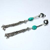 Tqa 704c boucles oreilles clips orientales berberes turquoise 10x8mm argent 925 1