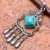 Tqa 705a pendentif pendant orientales berberes turquoise 18x18mm argent 925 1